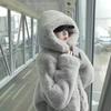 Корейская утолщенная норковая бархатная шуба женская зимняя одежда куртка свободная имитация меха кролика плюшевая с капюшоном