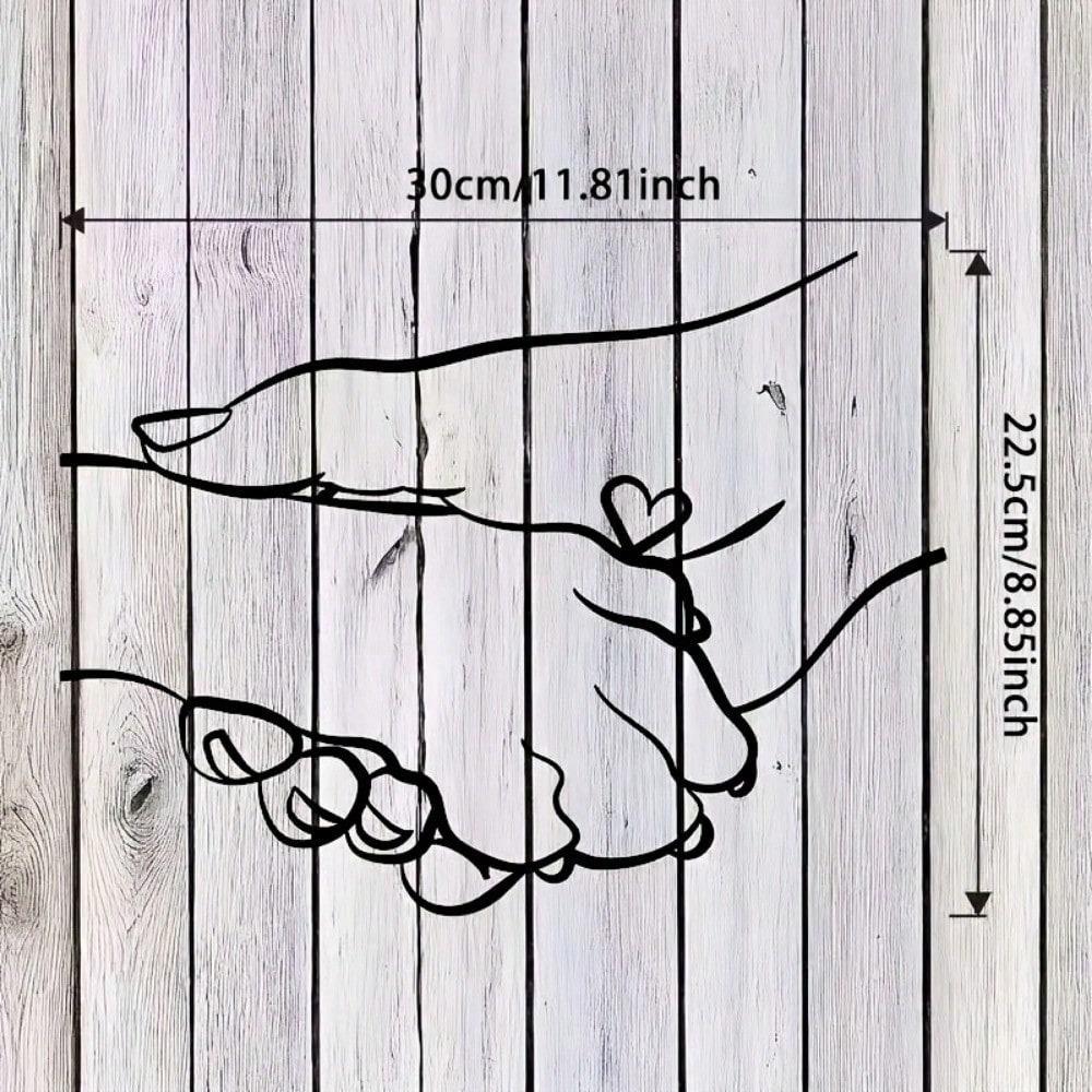 1 Piece Of Simple Metal Wall Art - With A Design Of Hands Holding Each Other And Heart-Shaped Accents.