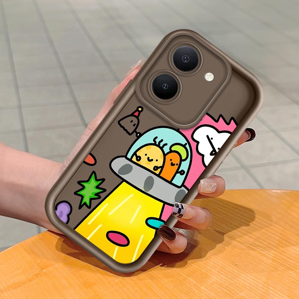 Soft Silicone Square Ladder Printing Pattern Phone Casing Full Cover Camera Shockproof Protection Rubber Case for Vivo