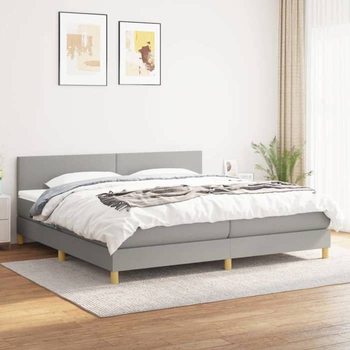 Maison Exclusive - Sommier à lattes de lit avec matelas Gris clair 200x200cm Tissu