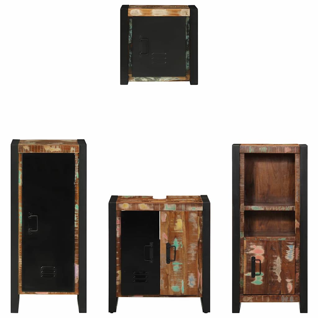 Bathroom Furniture Set with Shelf 4 pcs Solid Reclaimed Wood
