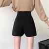 Женские черные шорты А-силуэта с высокой посадкой и пуговицами, весна/лето 2025
