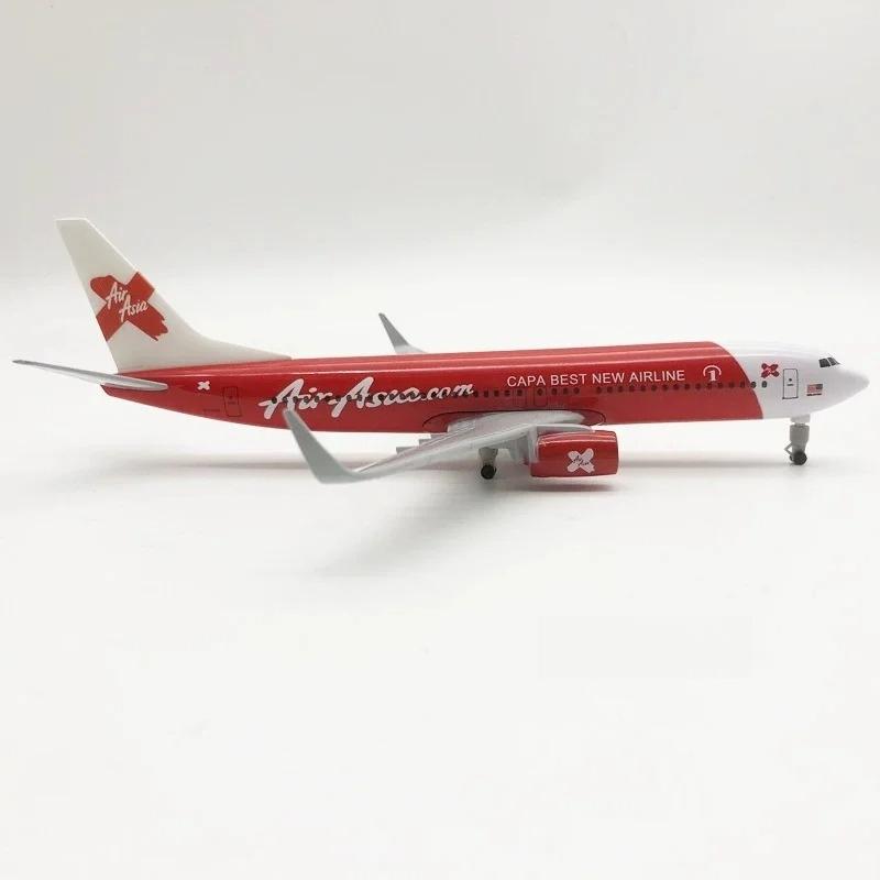 1/300 20 см Игрушечные самолеты Авиакомпания Air Asia 737 B737 Модель самолета из сплава и металла с шасси Игрушечный самолет Подарок