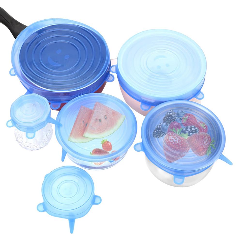 6/12pcs Reusable Silicone Stretch Lids - Keep Fruits & Veggies Fresh for Longer!