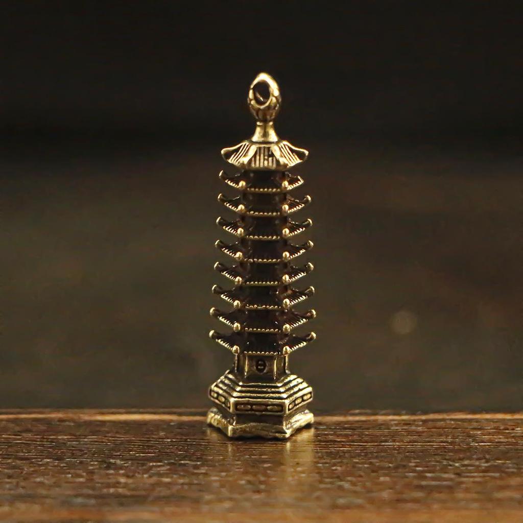 Китайский латунный девятиэтажный брелок-башня Вэньчан: Подарок студенту Гаокао и Чжункао