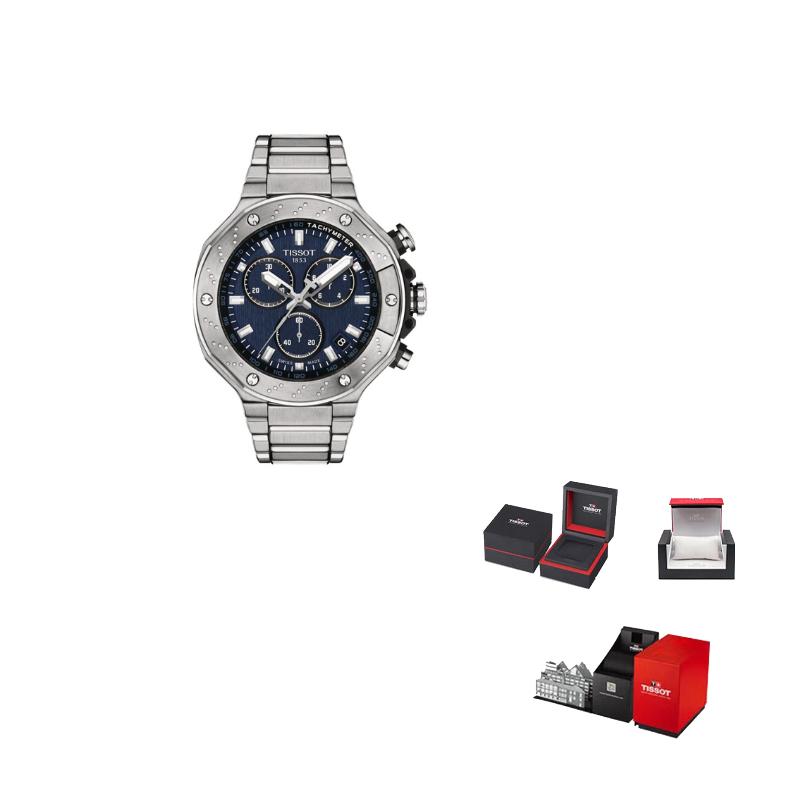 Tissot Спортивная коллекция Кварцевый механизм Водонепроницаемость 100 м Мужские часы Часы 45 мм Синий циферблат T141.417.11.041.00