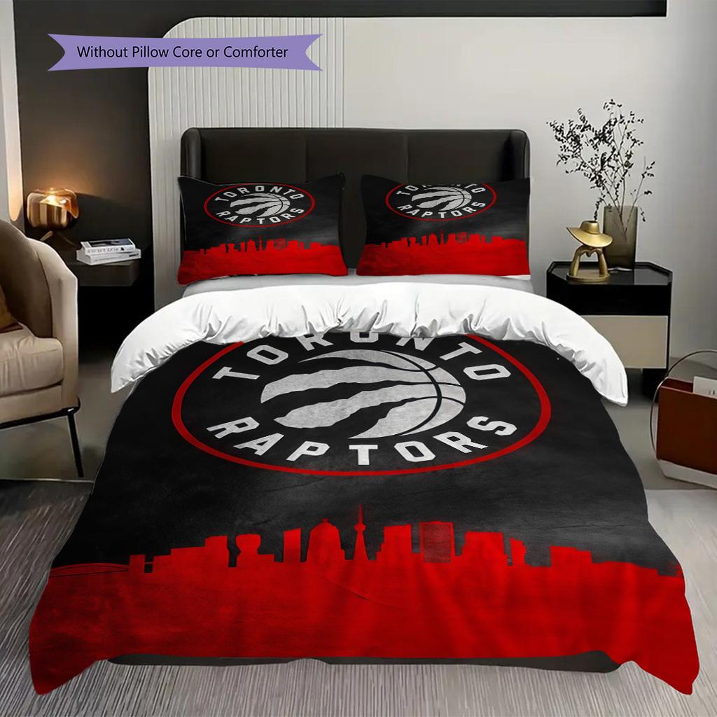 Toronto Raptors Bold Black Bedding(1 * duvet cover + 2 * pillowcase, without core)Bedding set Soft and comfortable Christmas birthday gift Bedding