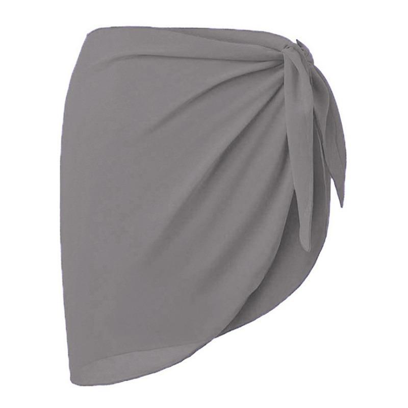 Summer Women's Short Saree Seaside Vacation Beach Party Bikini Cover-ups Solid Color Chiffon Breathable Wrap Mini Skirt