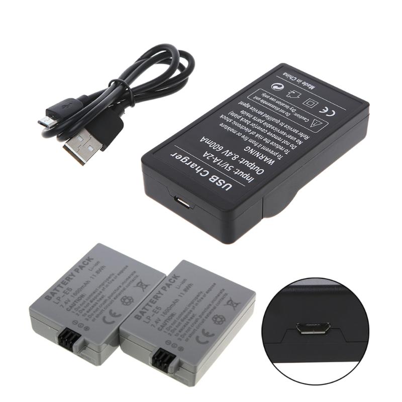 USB зарядное устройство для Canon LP-E5 EOS 1000D 450D 500D Kiss F Kiss X2 Rebel Xsi