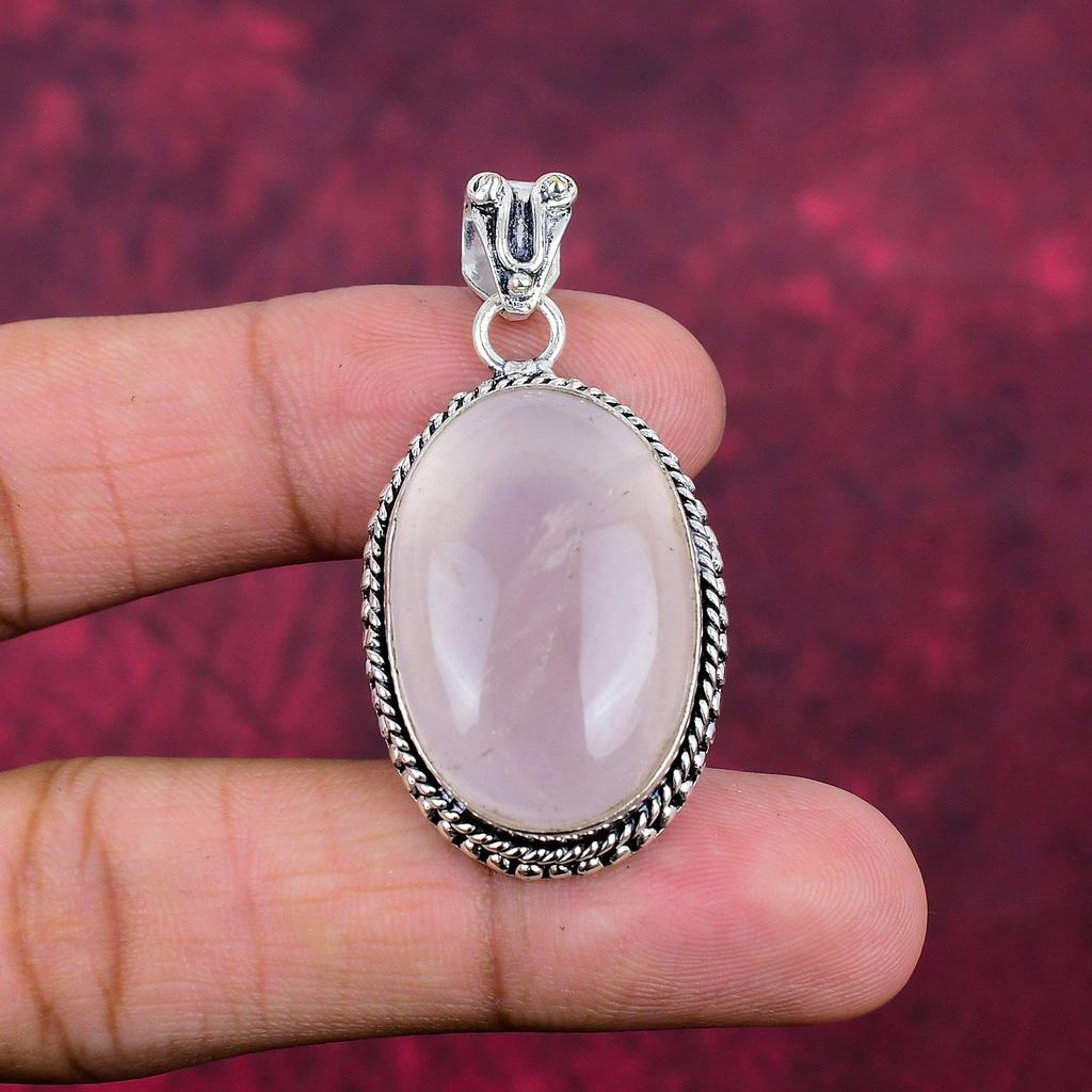 Подвеска из розового кварца ручной работы, новейший дизайн, подвеска из цельного серебра 925 пробы с драгоценными камнями, подарок для матери