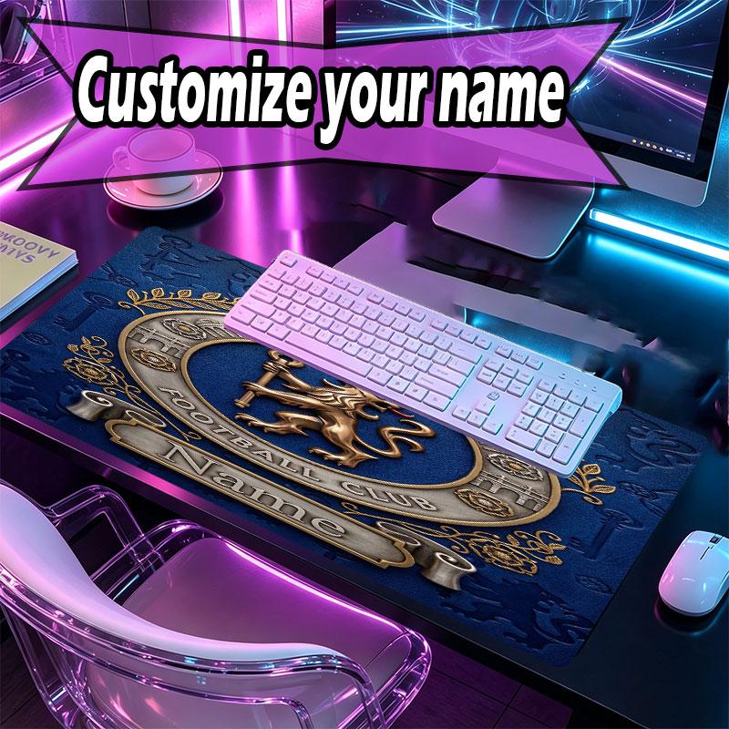 Custom Name Personalized Chelsea Football Club Pattern Mousepad, Laptop PC Desk Mat, Decorative Desk Mat for Home Keyboard Pad Gift