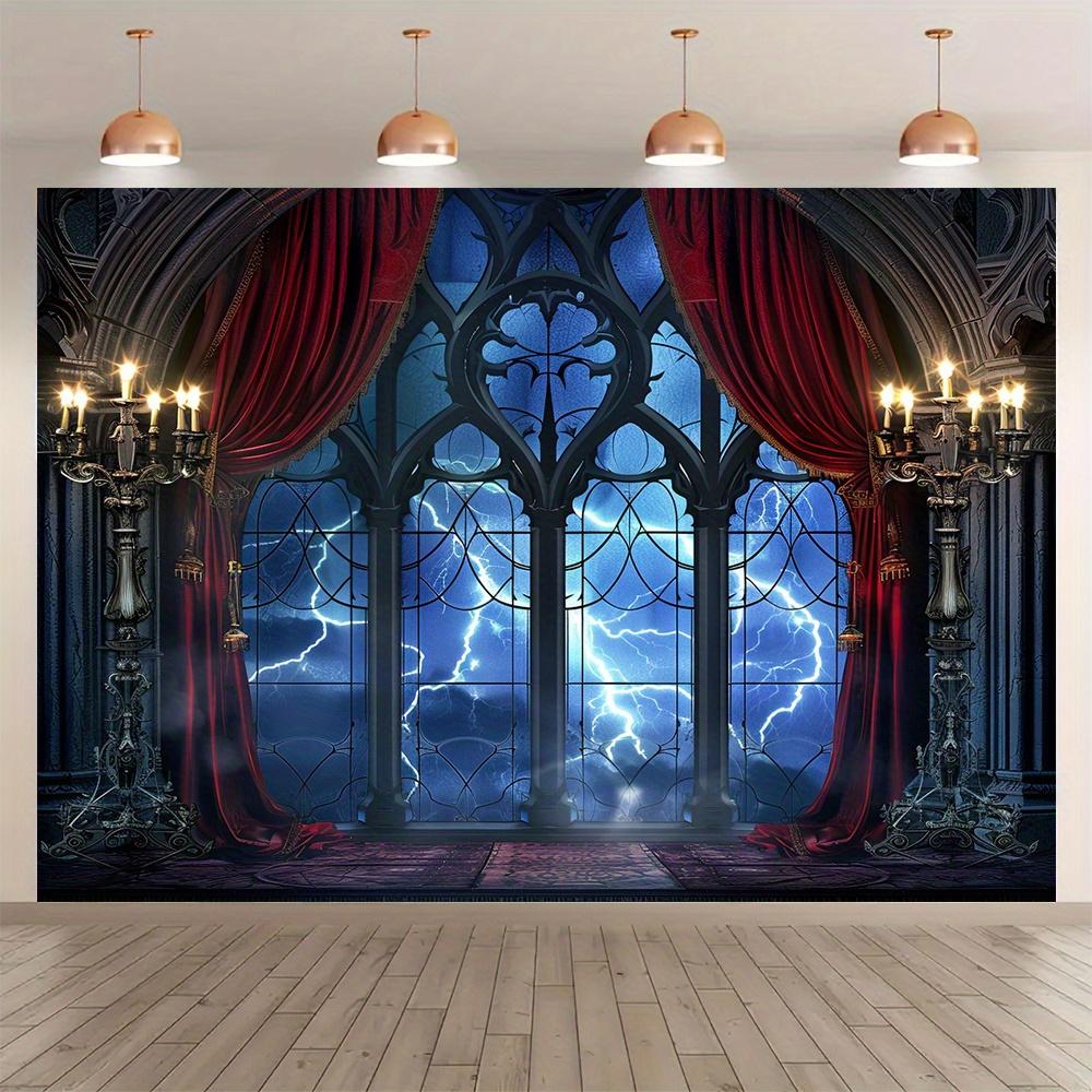 Halloween Royal Gothic Tapestry Lightning Window Living Room Castle Style Dark Decorative Art Wall Background