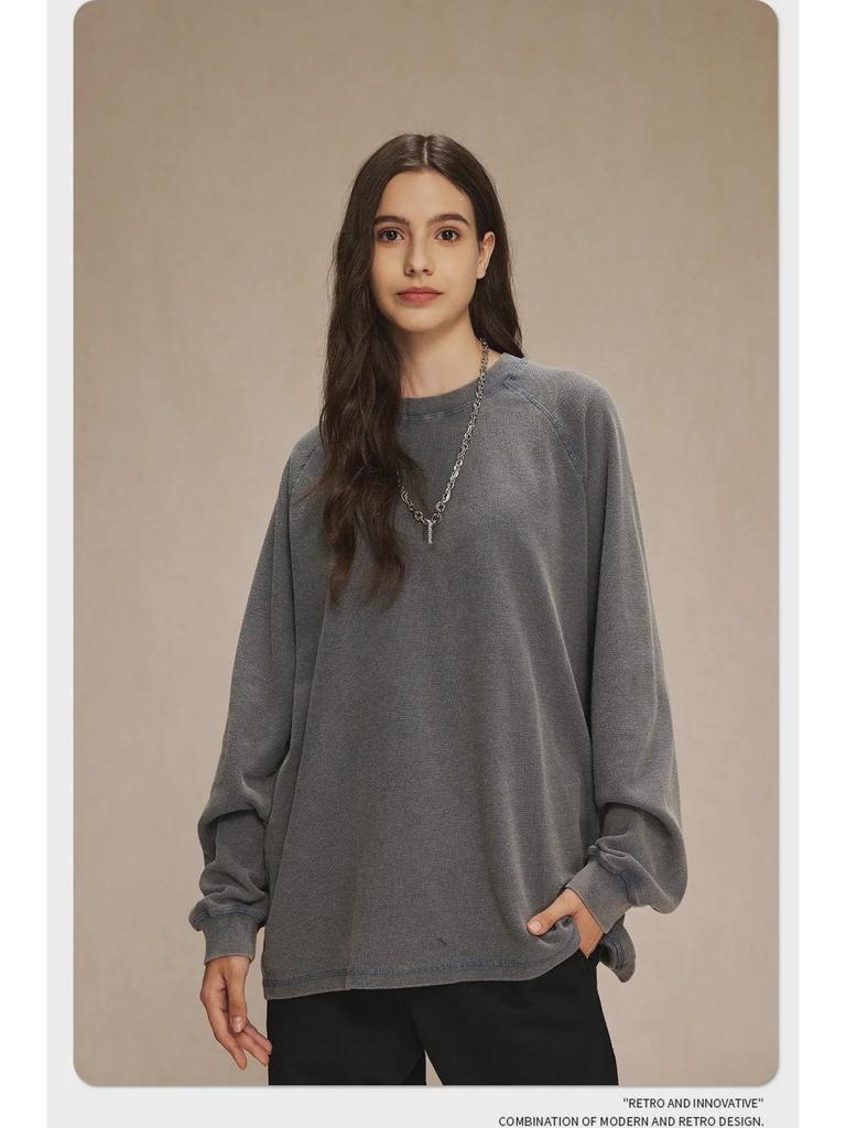 Футболка мужская вафельная с длинными рукавами в стиле ретро из коллекции осень/зима 2024 г.