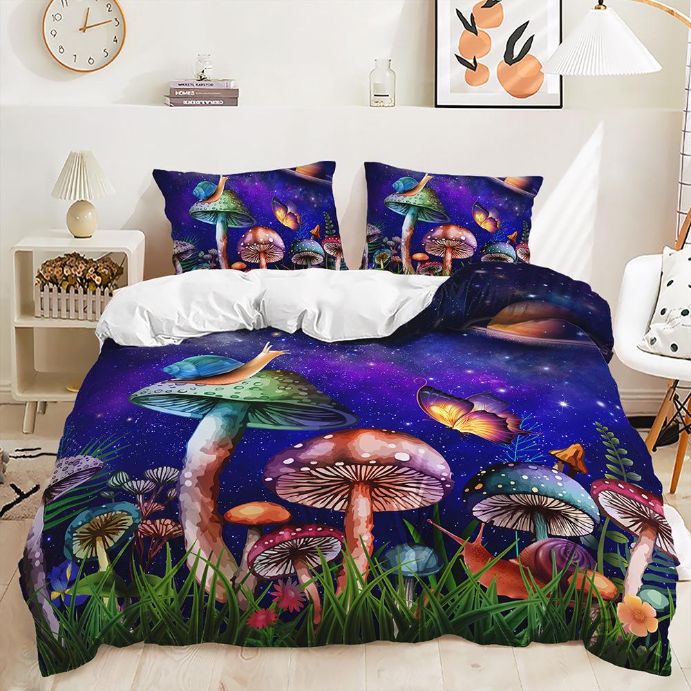 Three-Piece Mushroom Magic Plant Quilt Set Bedding Kit Children'S Room