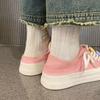 Fashion Women 2024 New Ugly and Cute Two Wearing Canvas Shoes Korean Round Head Thick Sole Student OffWhite Shoes Lace-up