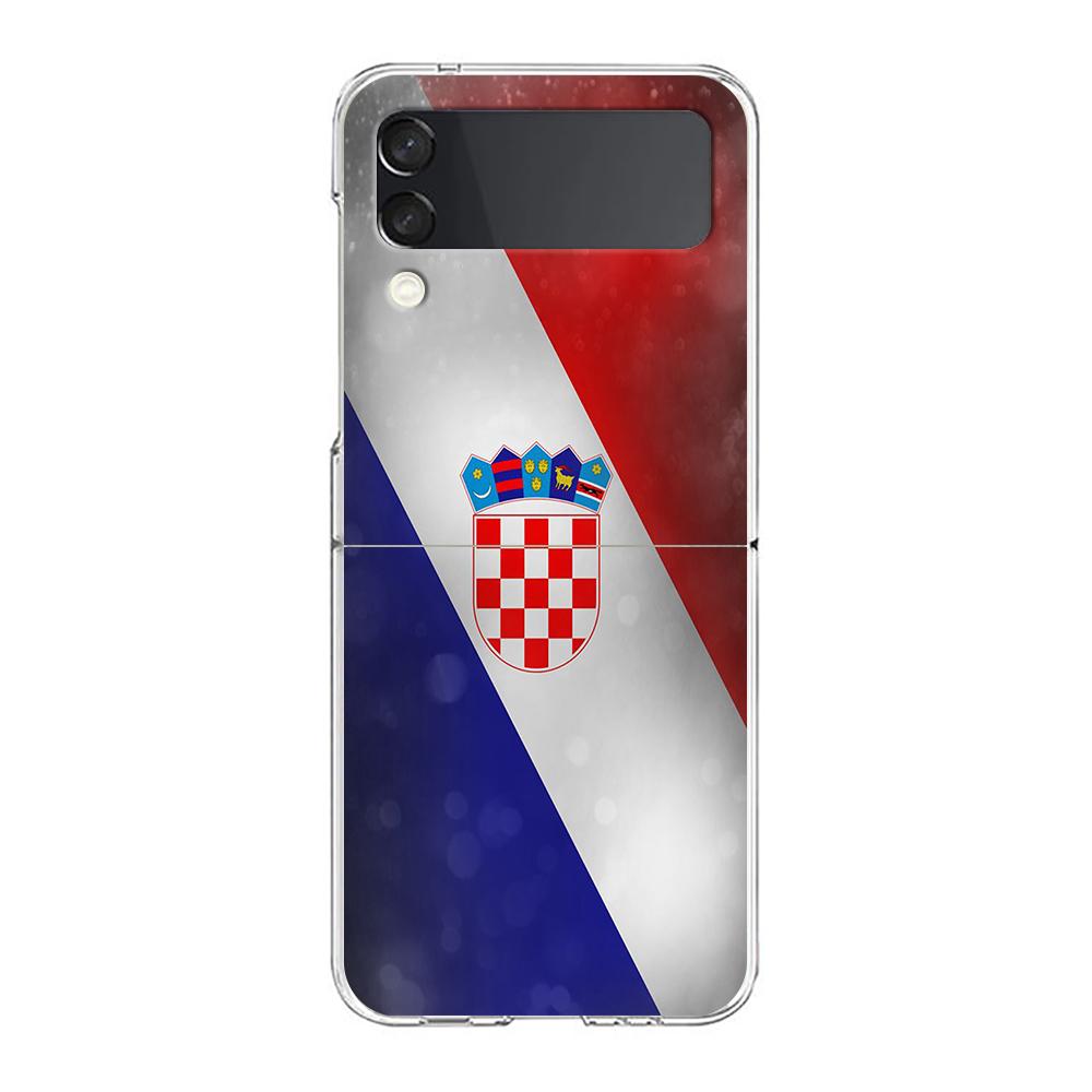 Чехол для телефона с изображением флага Хорватии и футбола для Samsung Galaxy Z Flip 4, тонкий, прочный, из ПК, чехол для Galaxy Z Flip 3 5G