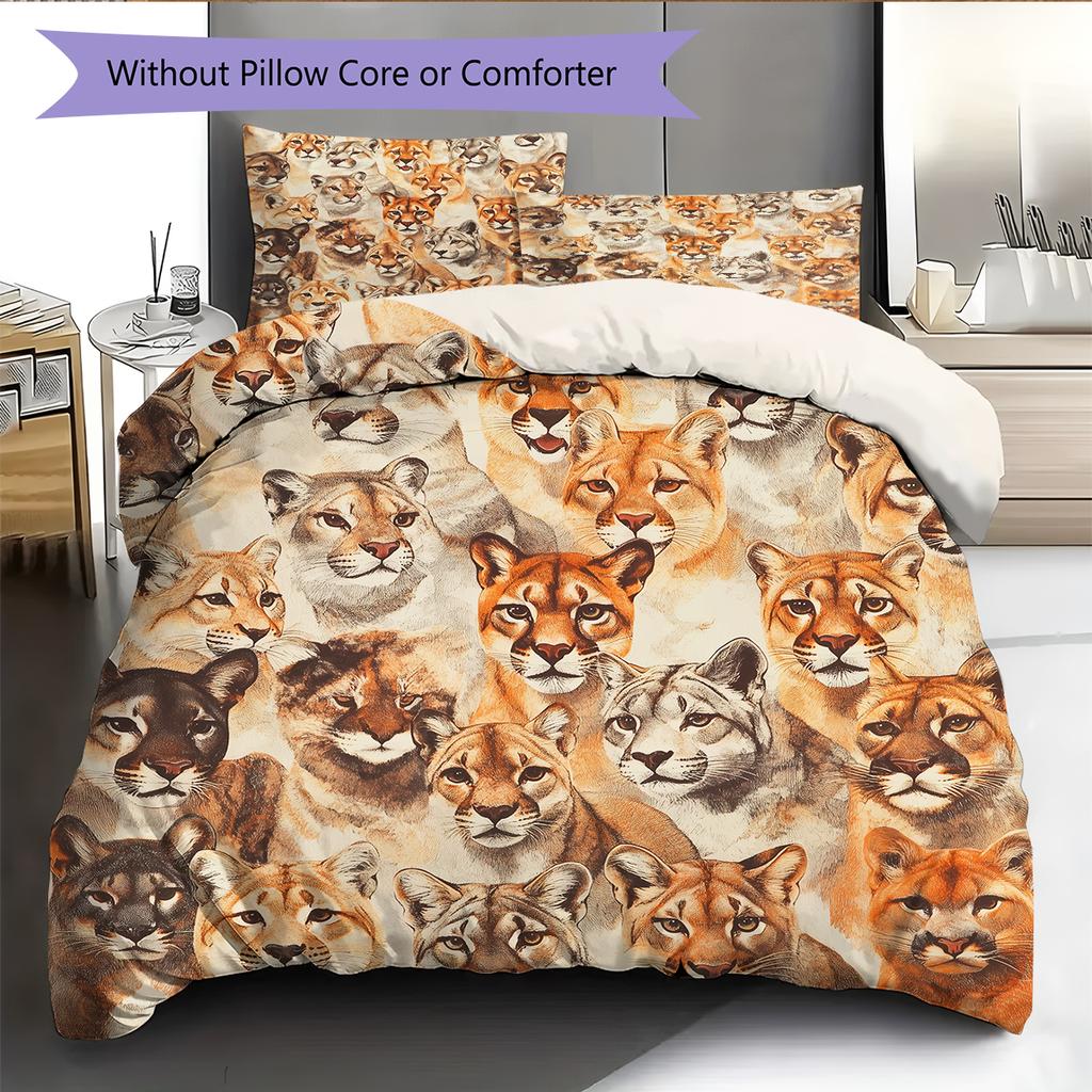 Cougar Pattern Bedding Home Decoration Birthday Gift (1 * duvet cover + 2 * pillowcase, without core)