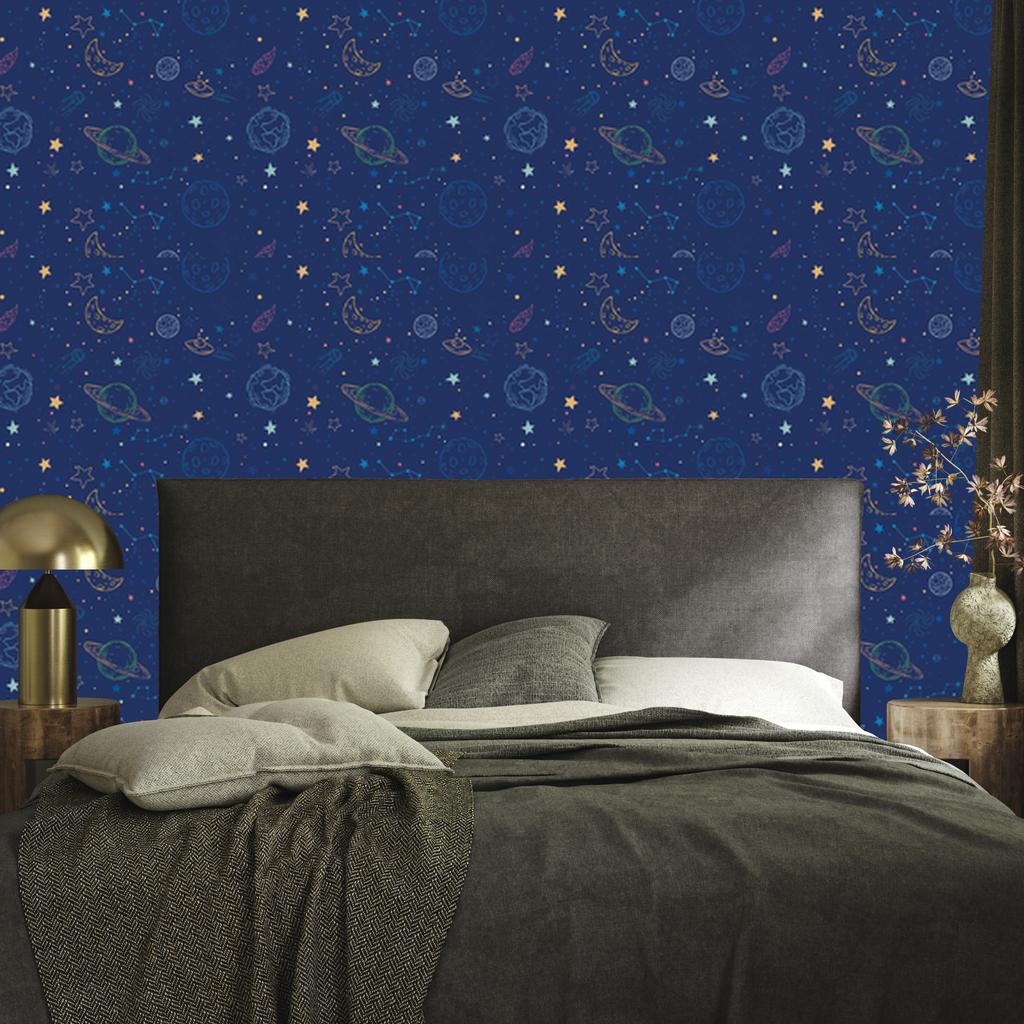 Space wallpaper planets and spaceships for living room and bedroom 50x1000