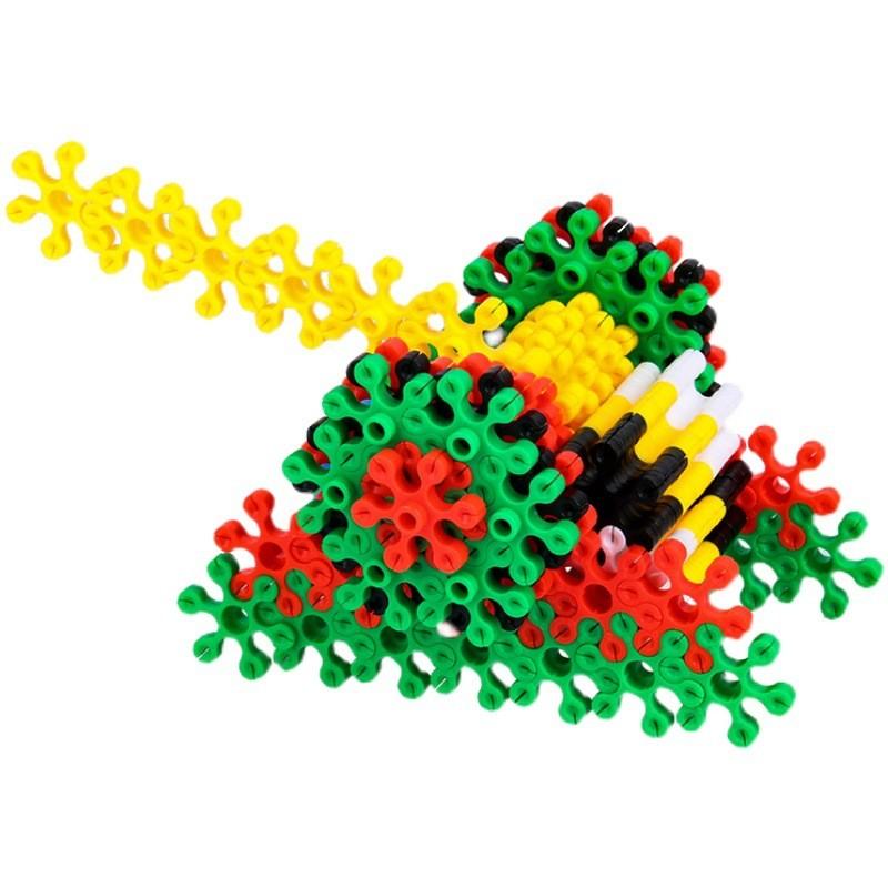Educational Plastic 3d Snowflake Puzzle Set With Colorful Hexagon Blocks For Kids Learning And Development