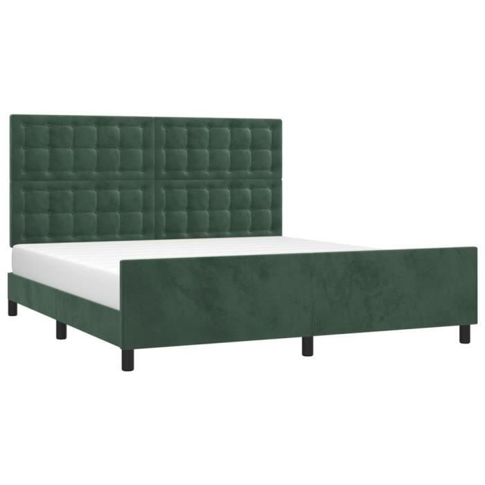 VidaXL Cadre de lit avec tête de lit Vert foncé 160x200 cm Velours3126010