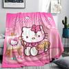 1 шт. Фланелевое одеяло с милым принтом Hello Kitty, Высокое качество, Для всех сезонов, Декор для дома, Тепло и уют, Идеально для рождественских подарков