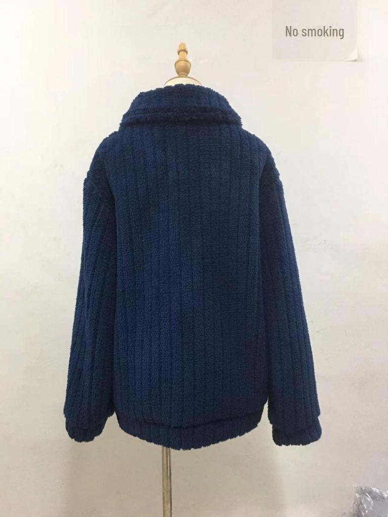 2024 Autumn/Winter Women's Fur Plush Lapel Cardigan Short Coat