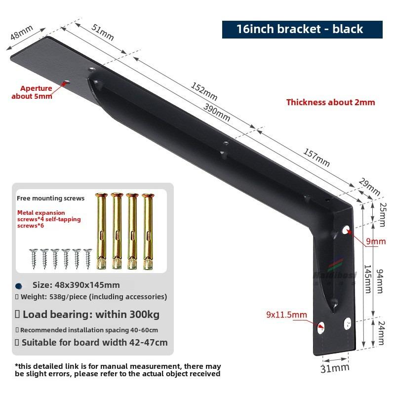 6-18IN Floating Shelf Brackets Heavy Duty Partition Rack Wall Shelf TV Cabinet