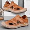 Summer Men Sandals Genuine Leather Mens Casual Shoes Outdoor Men Leather Sandals for Men Beach Shoes Roman Mens Shoes