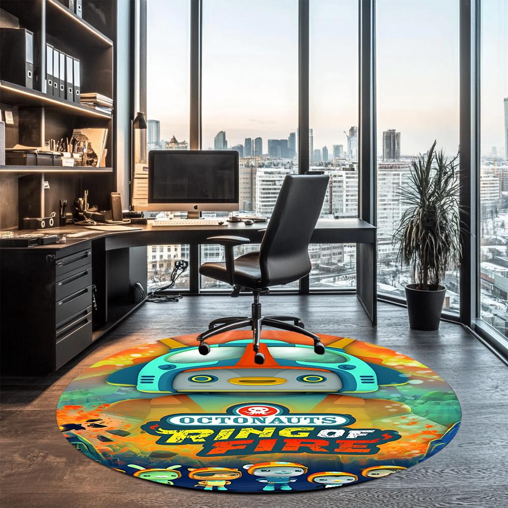 Octonauts Printed Round Rug Carpet Chair Rug Area Rug Entryway Doormats,for Office Chair Living Room Bedroom Kitchen Room.