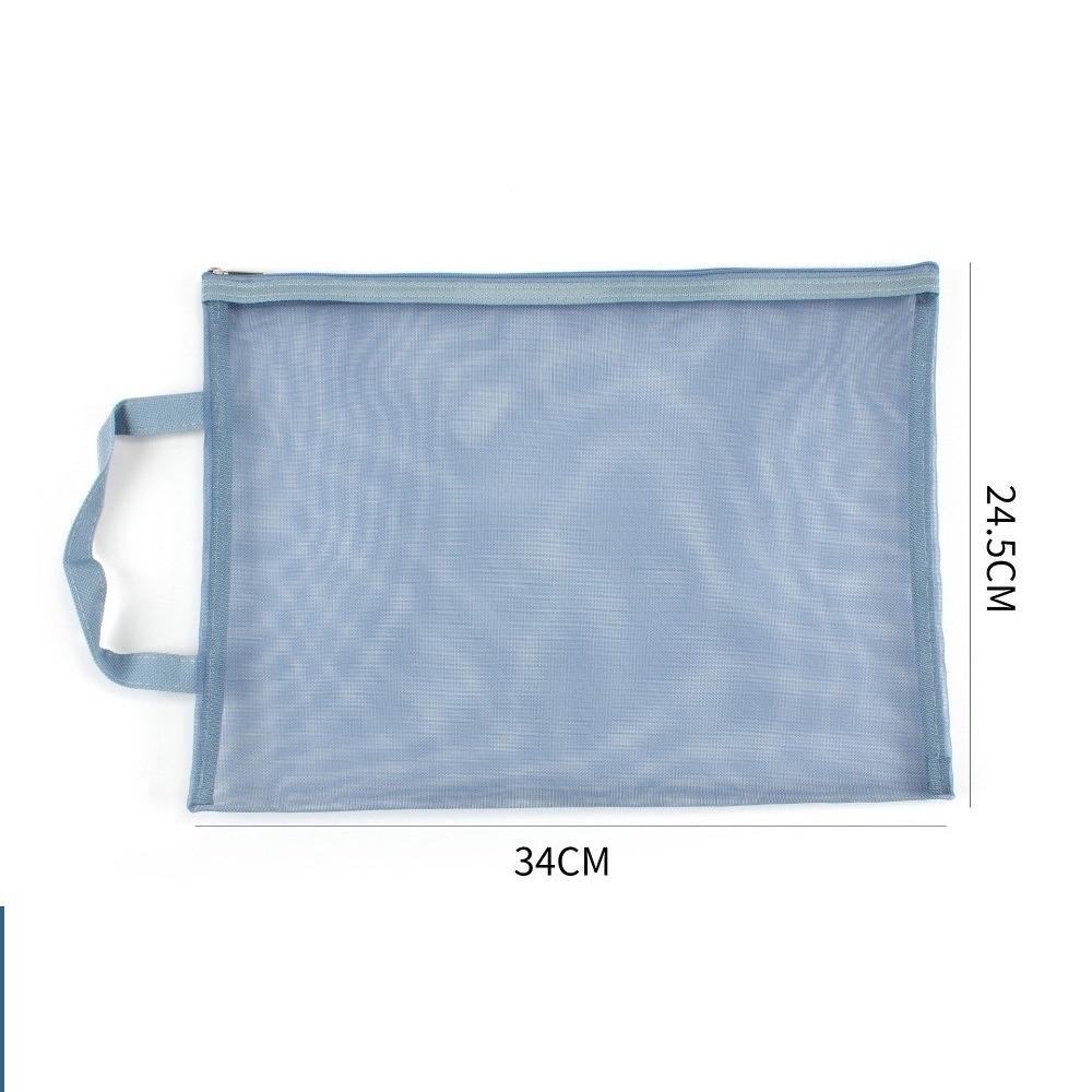 New Nylon Mesh Zip Bag Transparent Zipper Closure Document Storage Bag Dust Resistant Morandi Style File Folders School Supplies