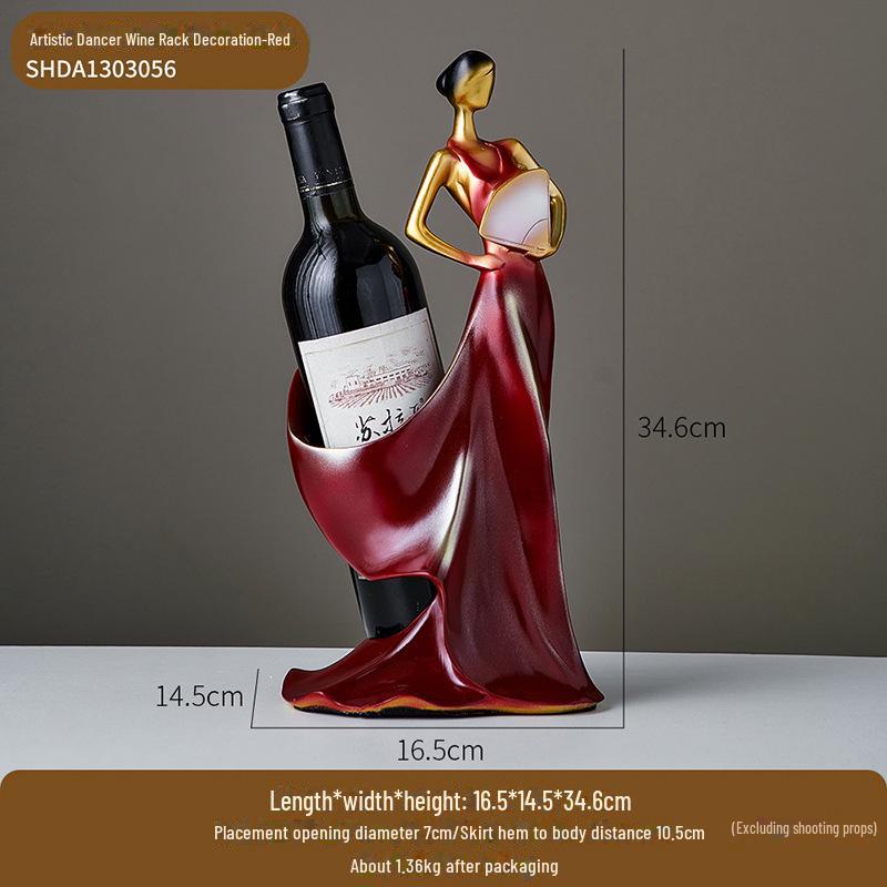 Red Wine Rack with Artistic Dancer Design - Resin Decor for Home or Restaurant