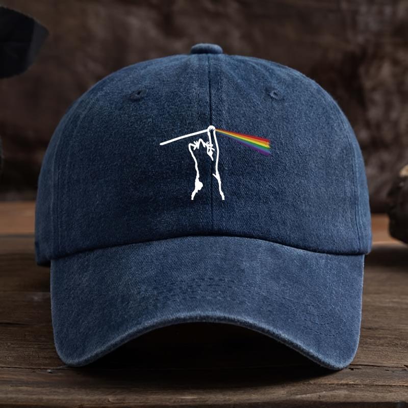 Cat Rainbow Print Baseball Cap Unisex Outdoor Sun Protection Visor Hat Fashion Versatile Peaked Hat Trend