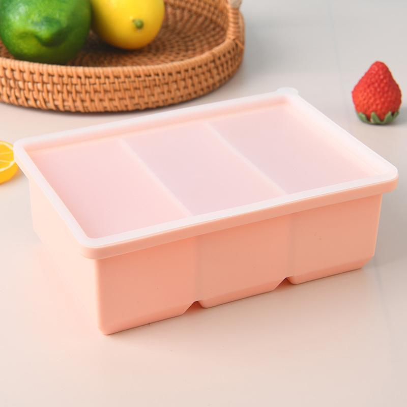 Гигантское хранилище для еды, соуса, с крышкой, силиконовые поддоны для заморозки, очень большой суповой лед, 3 кубика, формы для заморозки продуктов