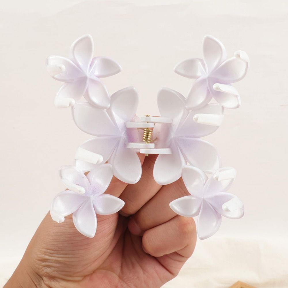 Gradient Design Hair Clip Claws Plumeria Shark Hair Claw Colorful Gradient Flower Clips Girls Gift