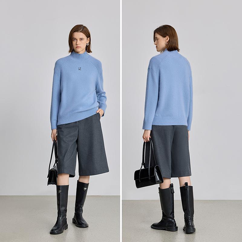 LILY Half High Collar Embroidered Knitted Sweater