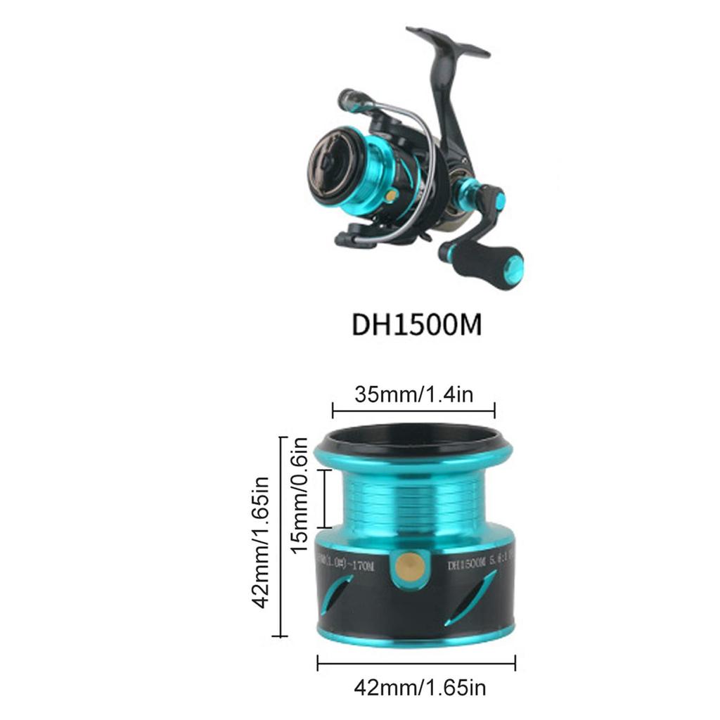 Катушка для спиннинга для морской рыбалки с дальним забросом Ловля окуня на джиггинг Подходит для начинающих Полностью металлическая Ударопрочная DH1500 Однорычажная DH1500/2500/3000