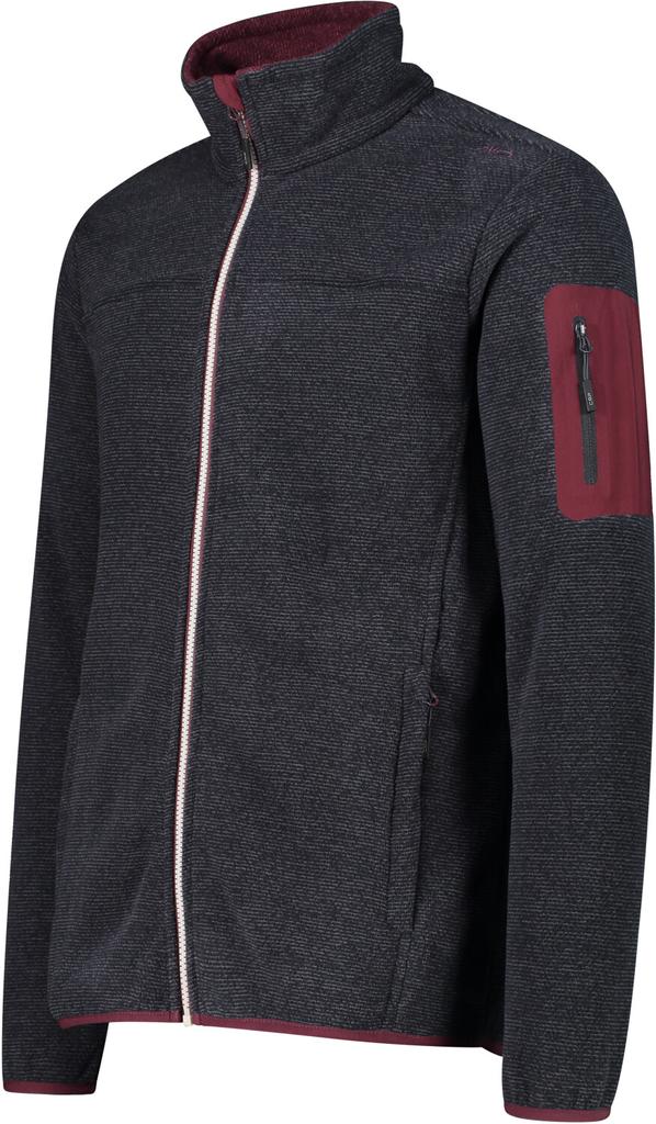 Куртка мужская CMP Fleece Jacquard-Knit-Tech Jacket (38H2237) Herren-Fleece Jacquard-Knit-Tech mit Rautenmuster antracite/burgundy