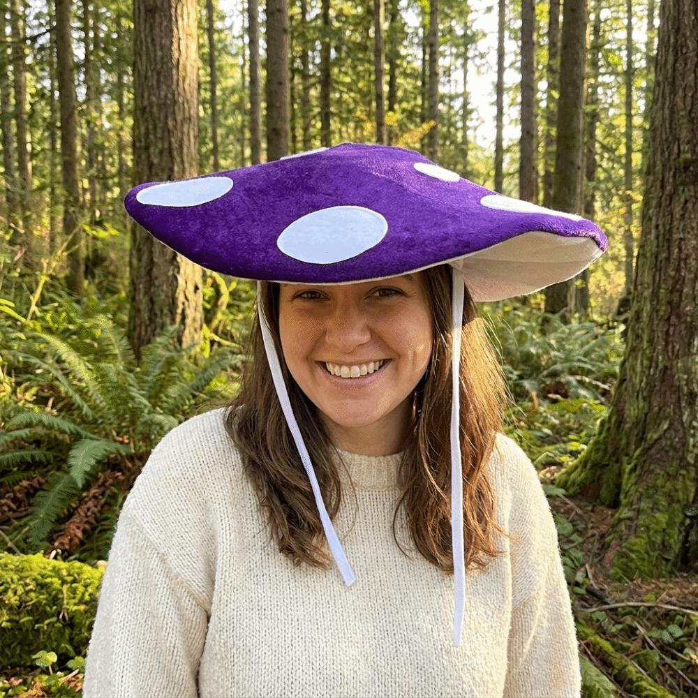 Soft Velvet Costume Headpiece Oversized Fungus Beret Cap Adjustable Mushroom Hat Cosplay