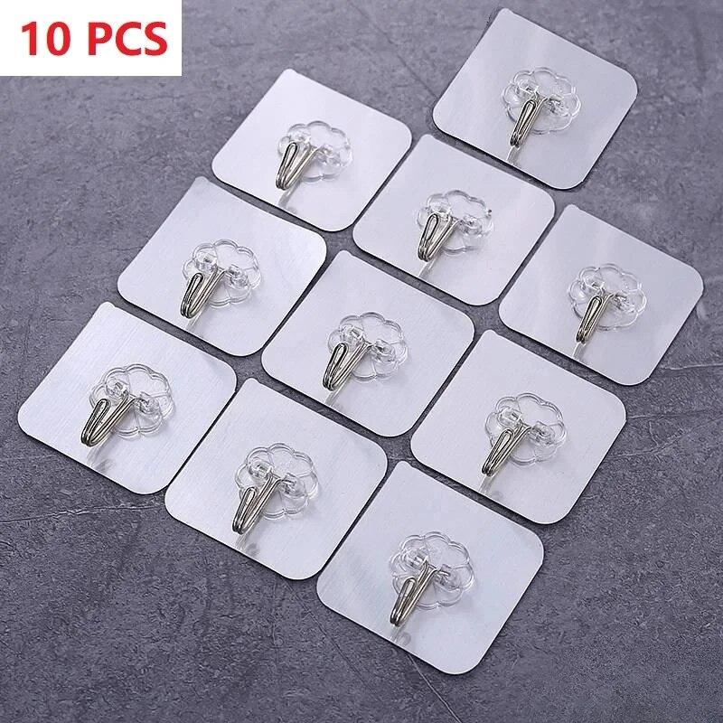 1-10 шт. Прозрачные крючки из нержавеющей стали с сильным самоклеящимся покрытием, вешалка для хранения ключей для кухни, ванной комнаты, двери, стены, многофункциональные