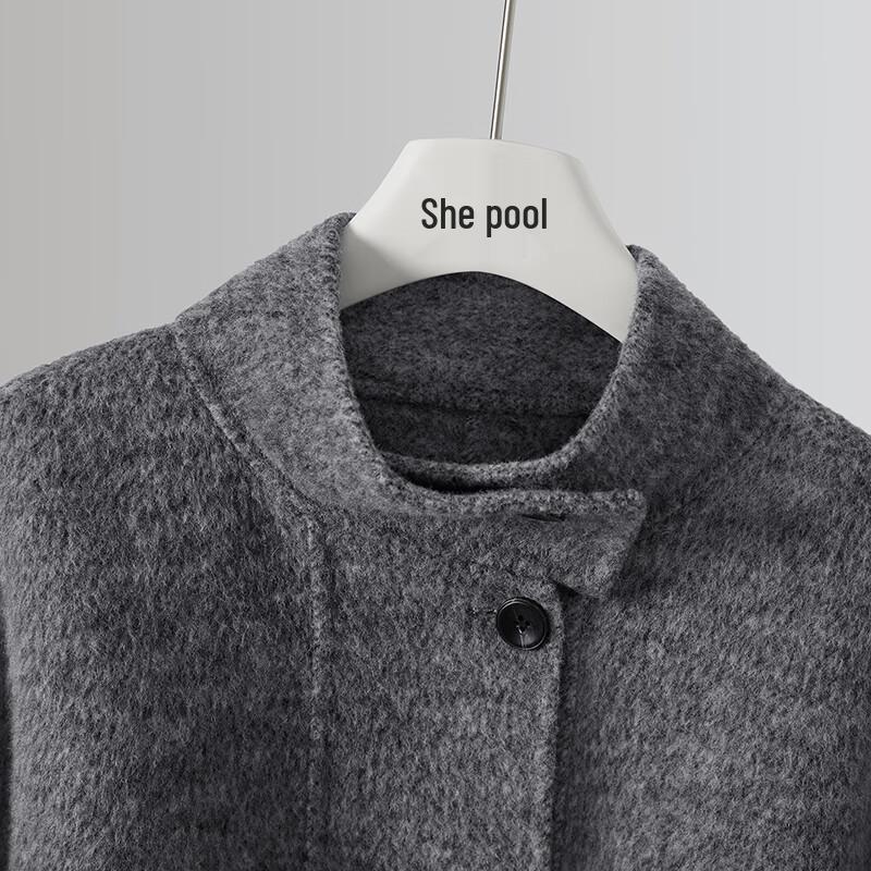 Women's Merino Wool Blend Double-Sided Stand-Up Collar Oversized Coat