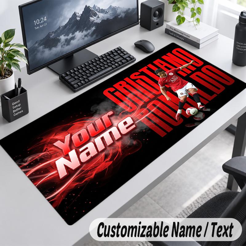 Custom Name Text Mouse Pad Cristiano Ronaldo Personalized Desk Pad For Work And Gaming