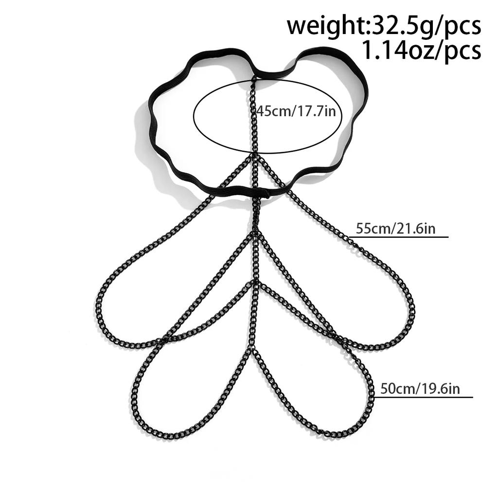 New Sexy Elastic Band Bandage Leg Thigh Chain for Women Boho Black Iron Harness Garter Belt Body Jewelry Dress Decorate New