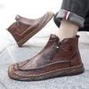 TUINANLE Ручная прошивка Кожаные Мужские Ботинки Повседневная Кожаная Обувь Мужские Ботильоны Обувь на Молнии