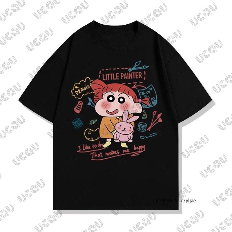 MINISO Летняя милая мультяшная парная футболка с принтом Крэйона Шин-чана и Сакурады Нини для мужчин и женщин, хлопковые футболки, повседневные модные топы