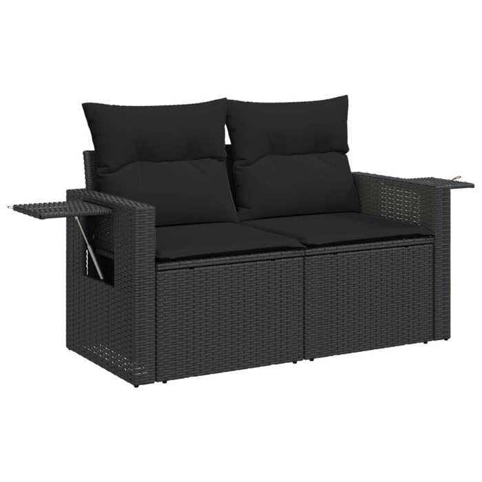 VidaXL Salon de Jardin avec Coussins 13 pcs, Canapés de Terrasse, Ensemble de Meubles de Patio, Mobilier d'Extérieur, Noir 3224795