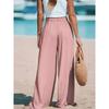 Women's Four Seasons Pants, Solid Color Wide Leg Pants, Elegant Loose Fake Drawstring Pants, Women's Clothing