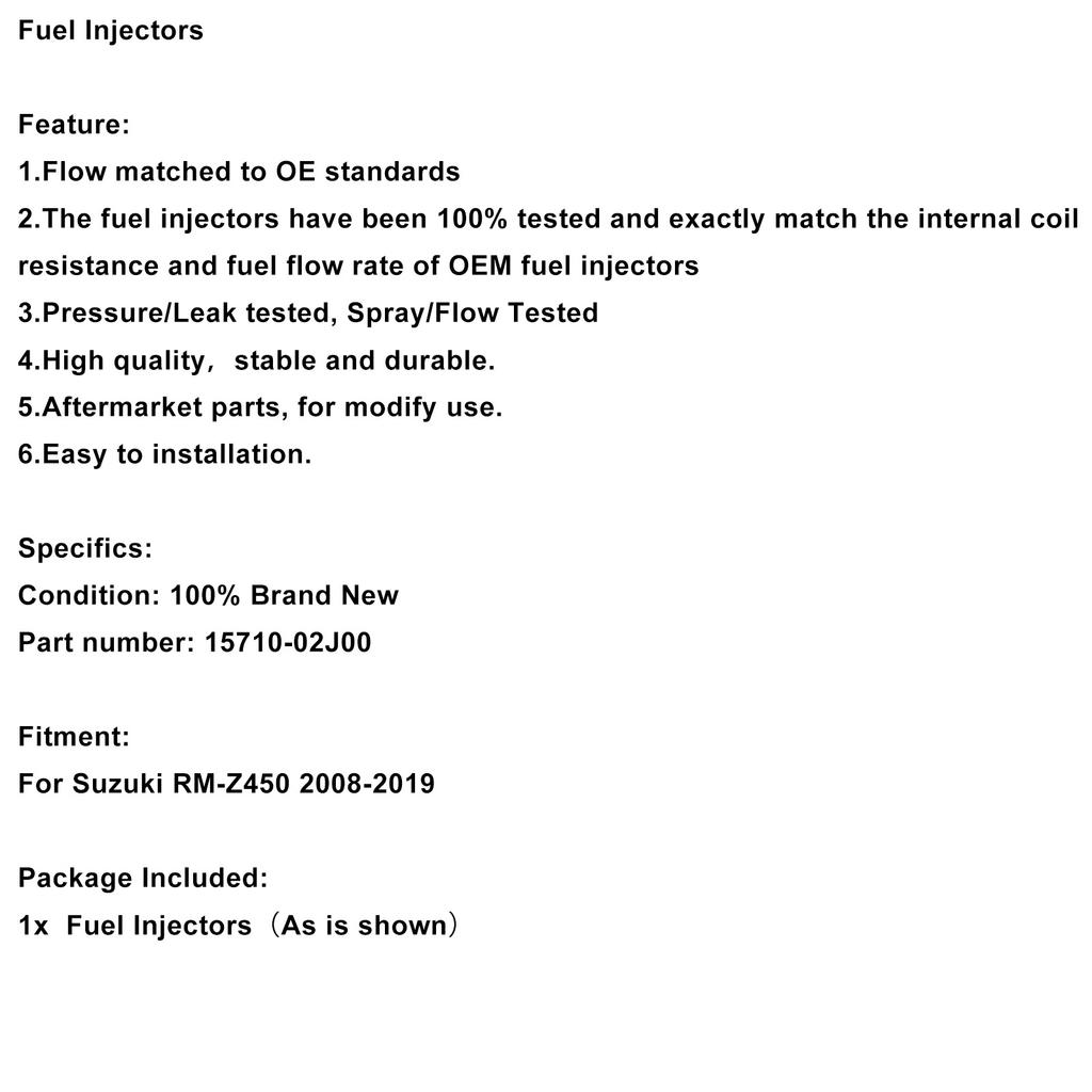 15710-02J00 Fuel Injectors For Suzuki RM-Z450 2008-2019