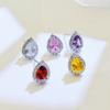 Earrings, Water Drop-shaped Zircon Stud Earrings, Women's Light Luxury High-end Zircon Stud Earrings, Versatile Colored Treasure Earrings.