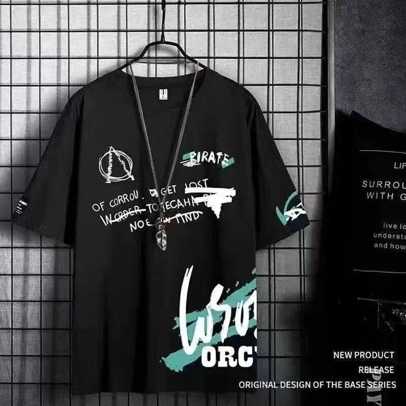 Youth/Vitality Style Men's Fashion Beach Set Summer Street Sports Set 2-piece Korean Tshirt Set Campus Couple Tshirt Set