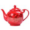 Chinese Traditional Red Ceramic Teapot, Tea Infuser, Dragon and Phoenix Pattern, Porcelain Teaware, Tea Kettle, Gift, 585 Ml